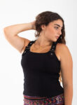 Buckle Strap Ribbed Tank Top – black-01